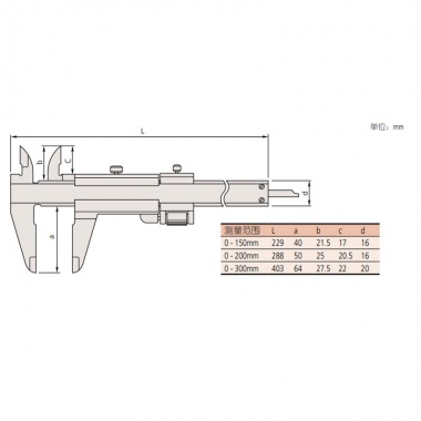 游标卡尺（带有拇指锁紧装置）