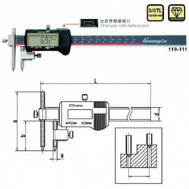 数显锥测头中心距卡尺