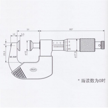 千分尺 Micromar 40 AW直进式丝杆及圆盘测砧