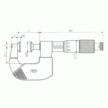 千分尺 Micromar  40 AW--直进式丝杆及圆盘形测砧