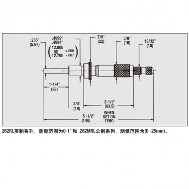 非旋转芯轴微分头262英制/262M公制系列