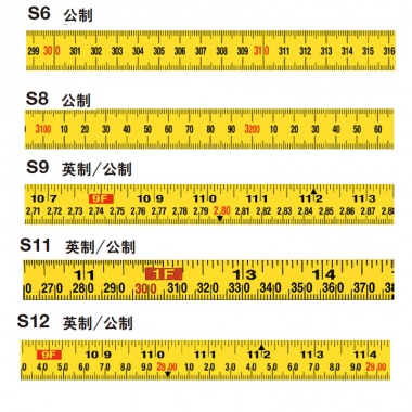 短卷尺刻度和编书型式