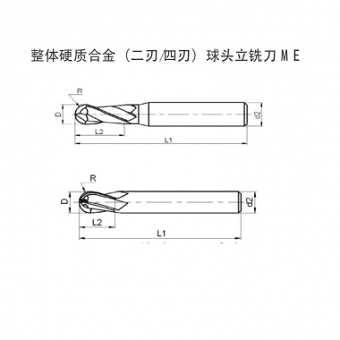 整体硬质合金（二刃/四刃）球头立铣刀 ME