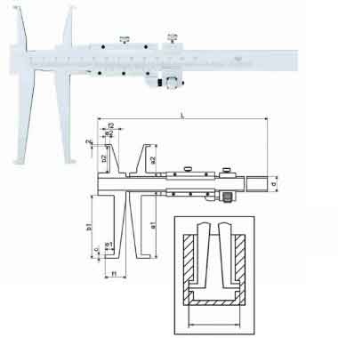 刀头双内沟槽游标卡尺(非标定制)